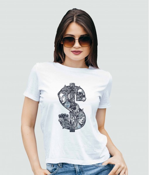 Дамска тениска с щампа Готика Dollar sign